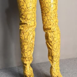 Over The Knee Boots Womens Yellow Snake Print Pointed Toe Stiletto Heel Thigh High Boots 12 Over The Knee Boots Womens Yellow Snake Print Pointed Toe Stiletto Heel Thigh High Boots -UK Winter Shoes Sales 2023 201910301435120266393