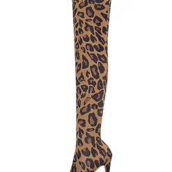 Thigh High Boots Womens Micro Suede Leopard Print Pointed Toe Stiletto Heel Over The Knee Boots -UK Winter Shoes Sales 2023 201910301435145732583