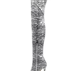 Thigh High Boots Womens Polyster Zebra Print Pointed Toe Stiletto Heel Over The Knee Boots