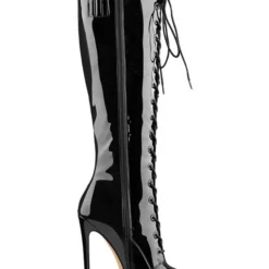 Knee High Boots Womens Black Patent Lace Up Pointed Toe Stiletto Heel Boots 9 Knee High Boots Womens Black Patent Lace Up Pointed Toe Stiletto Heel Boots -UK Winter Shoes Sales 2023 201911081837318266628