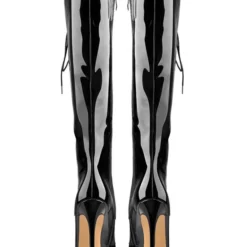 Knee High Boots Womens Black Patent Lace Up Pointed Toe Stiletto Heel Boots 10 Knee High Boots Womens Black Patent Lace Up Pointed Toe Stiletto Heel Boots -UK Winter Shoes Sales 2023 201911081837323981914
