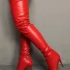 Thigh High Boots Womens Red Pointed Toe Stiletto Heel Over The Knee Boots