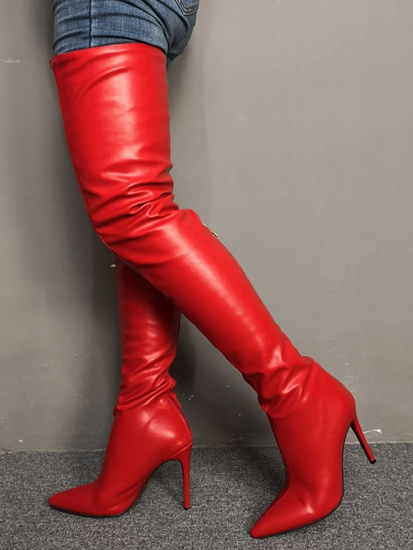 Thigh High Boots Womens Red Pointed Toe Stiletto Heel Over The Knee Boots 3 Thigh High Boots Womens Red Pointed Toe Stiletto Heel Over The Knee Boots