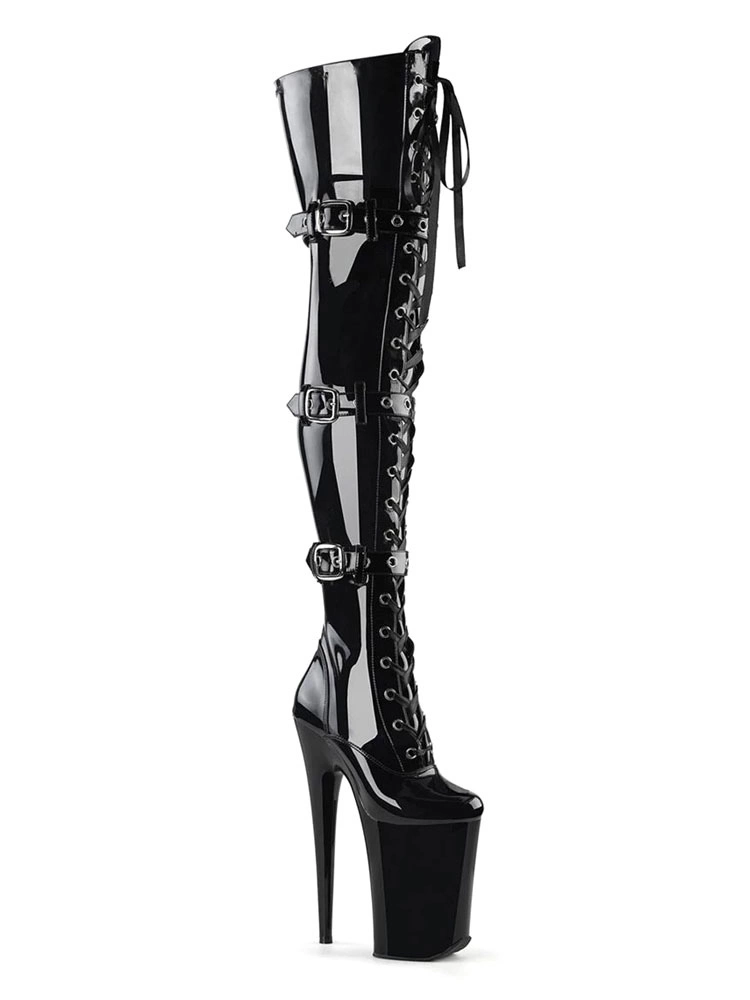Pole Dance Shoes Women Sexy Boots Round Toe Zipper Zipper Stiletto Heel Rave Club Black Thigh High Boots Stripper Shoes 5 Pole Dance Shoes Women Sexy Boots Round Toe Zipper Zipper Stiletto Heel Rave Club Black Thigh High Boots Stripper Shoes - Image 3