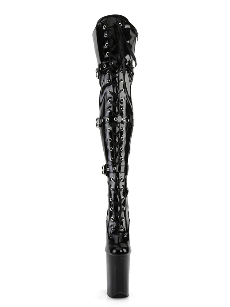 Pole Dance Shoes Women Sexy Boots Round Toe Zipper Zipper Stiletto Heel Rave Club Black Thigh High Boots Stripper Shoes 8 Pole Dance Shoes Women Sexy Boots Round Toe Zipper Zipper Stiletto Heel Rave Club Black Thigh High Boots Stripper Shoes - Image 6