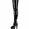 Pole Dance Shoes Sexy High Heel Boots Round Toe Zipper Stiletto Heel Rave Club Black Thigh High Boots Stripper Shoes -UK Winter Shoes Sales 2023 202003250920532526253