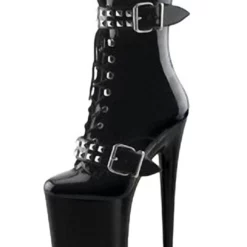 Pole Dance Shoes Sexy High Heel Boots Round Toe Zipper Zipper Stiletto Heel Rave Club Black Ankle Boots Stripper Shoes