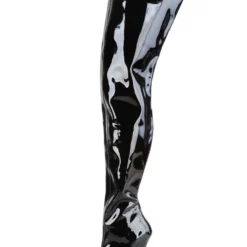 Women Sexy Boots Pointed Toe Zipper Sequins Stiletto Heel Rave Club Black Thigh High Boots