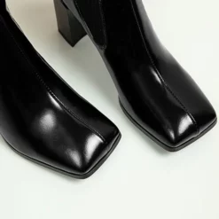 Knee-High Boots Cowhide Black Square Toe Chunky Heel Bright Leather Cowhide Women's Knee Boots 17 Knee-High Boots Cowhide Black Square Toe Chunky Heel Bright Leather Cowhide Women's Knee Boots -UK Winter Shoes Sales 2023 20200716174535227109