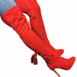 Over The Knee Boots Red Pointed Toe Zipper High Heel Thigh High Boots 13 Over The Knee Boots Red Pointed Toe Zipper High Heel Thigh High Boots -UK Winter Shoes Sales 2023 202007231639108846789