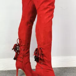 Over The Knee Boots Red Pointed Toe Zipper High Heel Thigh High Boots 11 Over The Knee Boots Red Pointed Toe Zipper High Heel Thigh High Boots -UK Winter Shoes Sales 2023 202007231639112655342