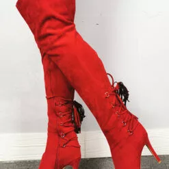 Over The Knee Boots Red Pointed Toe Zipper High Heel Thigh High Boots 10 Over The Knee Boots Red Pointed Toe Zipper High Heel Thigh High Boots -UK Winter Shoes Sales 2023 202007231639124596934
