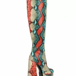 Knee-High Boots Red Round Toe Chunky Heel Snakeskin Leather Knee Length Boots 9 Knee-High Boots Red Round Toe Chunky Heel Snakeskin Leather Knee Length Boots -UK Winter Shoes Sales 2023 202008061152243998816