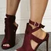 Burgundy Summer Boots Suede Peep Toe Cut Out Ankle Strap High Heel Sandal Booties 2 Burgundy Summer Boots Suede Peep Toe Cut Out Ankle Strap High Heel Sandal Booties -UK Winter Shoes Sales 2023 20200812113817416983