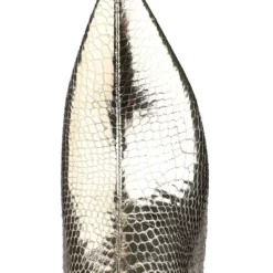 Women's Slouch Snakeskin Chunky Heel Bright Leather Knee High Boots In Blond -UK Winter Shoes Sales 2023 202008171714454896947