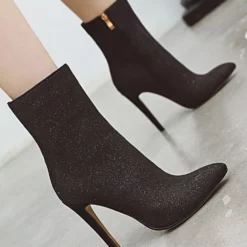 Women Ankle Boots Pink Sequined Cloth Pointed Toe Stiletto Heel High Heel Booties 13 Women Ankle Boots Pink Sequined Cloth Pointed Toe Stiletto Heel High Heel Booties -UK Winter Shoes Sales 2023 202008171715041431860