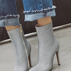 Women Ankle Boots Pink Sequined Cloth Pointed Toe Stiletto Heel High Heel Booties 12 Women Ankle Boots Pink Sequined Cloth Pointed Toe Stiletto Heel High Heel Booties -UK Winter Shoes Sales 2023 202008171715059262622