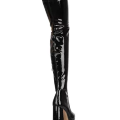 Over The Knee Boots Black Round Toe Chunky Heel High Heel Platform Bright Leather Winter Boots For Women 9 Over The Knee Boots Black Round Toe Chunky Heel High Heel Platform Bright Leather Winter Boots For Women -UK Winter Shoes Sales 2023 202008241028566456654