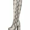 Knee-High Boots Python Round Toe Snake Print Chunky Heel Knee Length Boots For Women 1 Knee-High Boots Python Round Toe Snake Print Chunky Heel Knee Length Boots For Women -UK Winter Shoes Sales 2023 202008241029348711227