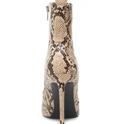 Women Ankle Boots Leather Python Print Pointed Toe Stiletto Heel High Heel Boots -UK Winter Shoes Sales 2023 202008241029393516863