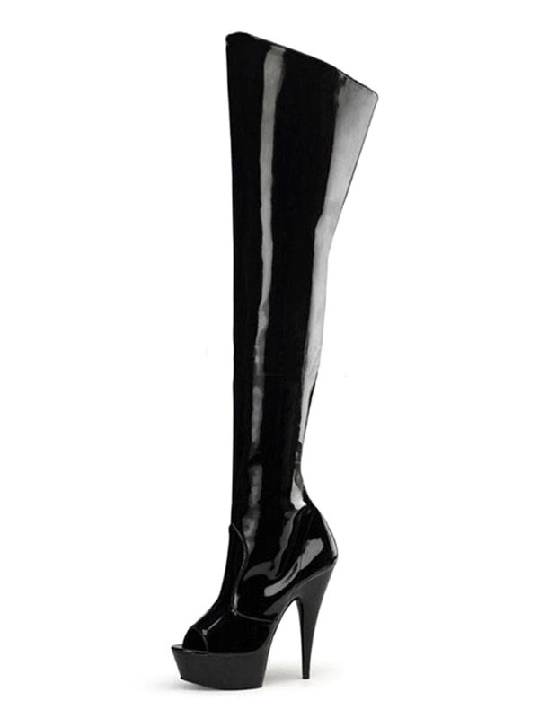 Pole Dance Shoes Sexy High Heel Boots Black Round Toe Black Stiletto Over The Knee Boots For Women Stripper Shoes 3 Pole Dance Shoes Sexy High Heel Boots Black Round Toe Black Stiletto Over The Knee Boots For Women Stripper Shoes
