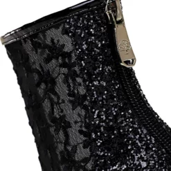 Women Ankle Boots Black Lace Pointed Toe Sequins Stiletto Heel High Heel Booties -UK Winter Shoes Sales 2023 202009151442569555585