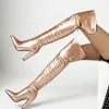 Women's Apricot Thigh High Boots Pointed Toe Chunky Heel Bright Leather Over The Knee Boots -UK Winter Shoes Sales 2023 202011301444452185143