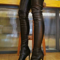 Women Sexy Boots Plus Size Pointed Toe Slip-On Stiletto Heel Black Thigh High Over The Knee Boots 14 Women Sexy Boots Plus Size Pointed Toe Slip-On Stiletto Heel Black Thigh High Over The Knee Boots -UK Winter Shoes Sales 2023 202103041434102523125