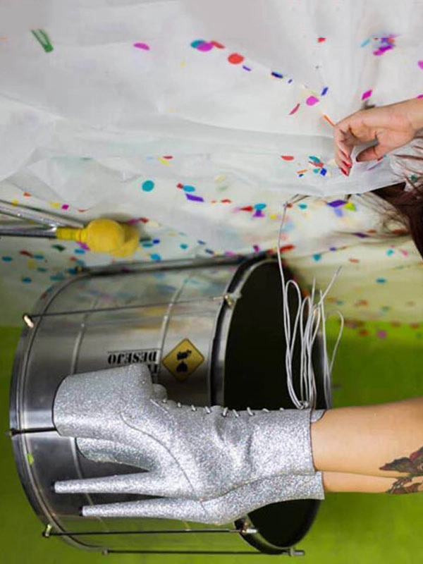 Pole Dance Shoes Women Sexy Boots Open Toe Zipper Sequins Stars Print Pattern Stiletto Heel Silver Rave Club Thigh High Boots Over The Knee Boots Stripper Shoes 5 Pole Dance Shoes Women Sexy Boots Open Toe Zipper Sequins Stars Print Pattern Stiletto Heel Silver Rave Club Thigh High Boots Over The Knee Boots Stripper Shoes - Image 3