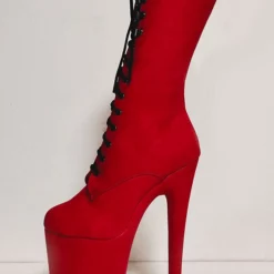 Pole Dance Shoes Women Sexy Boots Open Toe Zipper Geometric Stiletto Heel Red Rave Club Thigh High Boots Over The Knee Boots Stripper Shoes -UK Winter Shoes Sales 2023 202106111416160511740