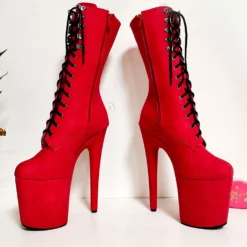 Pole Dance Shoes Women Sexy Boots Open Toe Zipper Geometric Stiletto Heel Red Rave Club Thigh High Boots Over The Knee Boots Stripper Shoes -UK Winter Shoes Sales 2023 202106111416166739279
