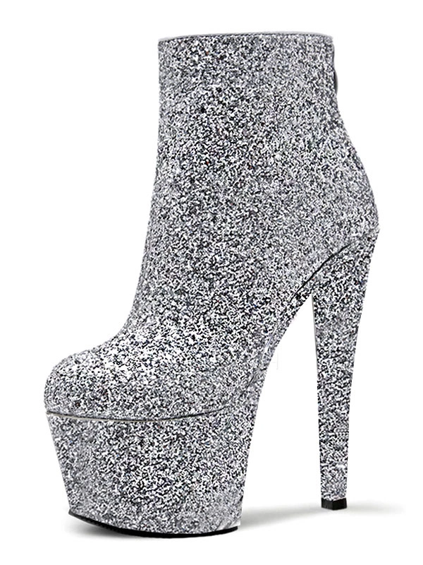 Pole Dance Shoes Sexy High Heel Boots Open Toe Zipper Sequins Stars Print Stiletto Heel Silver Rave Club Thigh High Boots Stripper Shoes 3 Pole Dance Shoes Sexy High Heel Boots Open Toe Zipper Sequins Stars Print Stiletto Heel Silver Rave Club Thigh High Boots Stripper Shoes