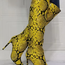 Women Knee High Boots Python Pointed Toe Stiletto Heel Sexy Heel Boots -UK Winter Shoes Sales 2023 202106221847440037428