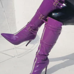 Women Knee High Boots Grape Purple Pointed Toe Bright Leather Stiletto Heel Sexy High Boots 10 Women Knee High Boots Grape Purple Pointed Toe Bright Leather Stiletto Heel Sexy High Boots -UK Winter Shoes Sales 2023 202106221847559908480