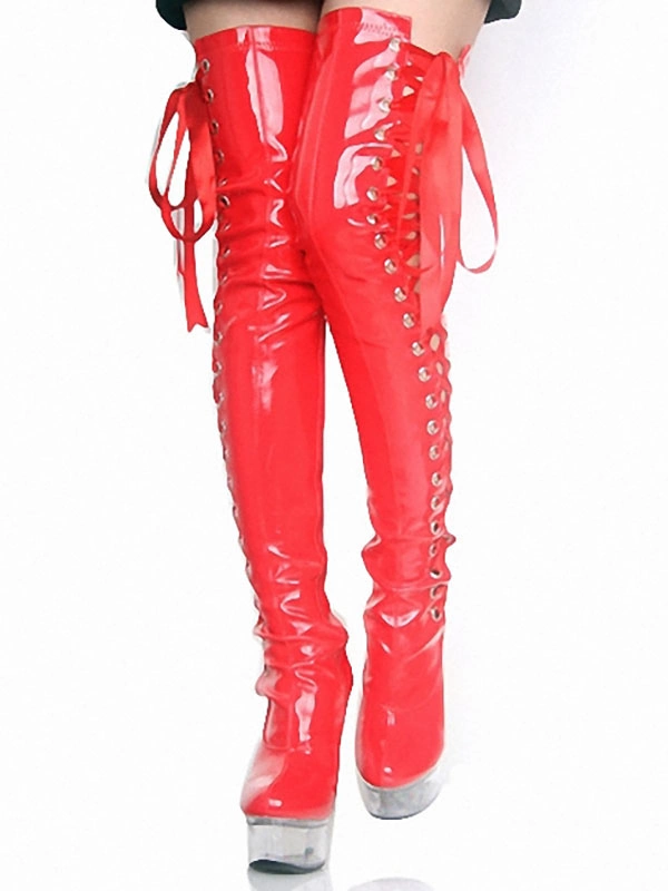 Pole Dance Shoes Women's Sexy Thigh High Heel Boots Lace Up Platform Stiletto Heel Stripper Shoes In Black 9 Pole Dance Shoes Women's Sexy Thigh High Heel Boots Lace Up Platform Stiletto Heel Stripper Shoes In Black - Image 7