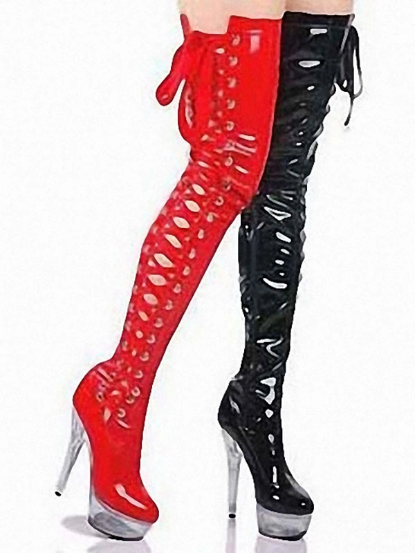 Pole Dance Shoes Women's Sexy Thigh High Heel Boots Lace Up Platform Stiletto Heel Stripper Shoes In Black 8 Pole Dance Shoes Women's Sexy Thigh High Heel Boots Lace Up Platform Stiletto Heel Stripper Shoes In Black - Image 6