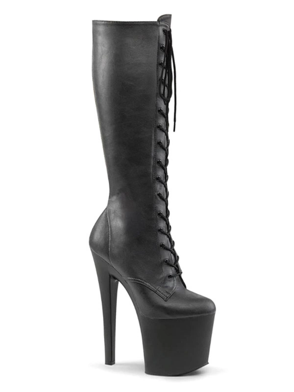 Pole Dance Shoes Women's Sexy Knee High Boots Lace Up Platform Stiletto Heel Boots Stripper Shoes In Black 4 Pole Dance Shoes Women's Sexy Knee High Boots Lace Up Platform Stiletto Heel Boots Stripper Shoes In Black - Image 2