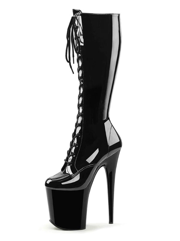 Pole Dance Shoes Women's Sexy Knee High Boots Lace Up Platform Stiletto Heel Boots Stripper Shoes In Black 7 Pole Dance Shoes Women's Sexy Knee High Boots Lace Up Platform Stiletto Heel Boots Stripper Shoes In Black - Image 5