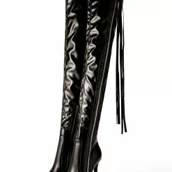 Women's Strechable Thigh High Heel Boots In Black