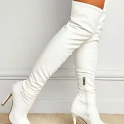 Women Stiletto Heel PU Leather Over The Knee Black Thigh High Boots In -UK Winter Shoes Sales 2023 202107271626107054535