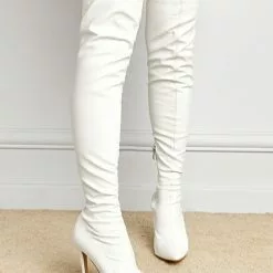 Women Stiletto Heel PU Leather Over The Knee Black Thigh High Boots In -UK Winter Shoes Sales 2023 202107271626113078950