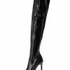 Women Stiletto Heel PU Leather Over The Knee Black Thigh High Boots In -UK Winter Shoes Sales 2023 202107271626125855381