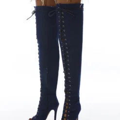 Women's Lace Up Peep Toe Thigh High Heel Boots 13 Women's Lace Up Peep Toe Thigh High Heel Boots -UK Winter Shoes Sales 2023 202107281905273973525