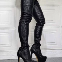 Women's Animal Print Platform Thigh High Heel Boots -UK Winter Shoes Sales 2023 202107281905546464414
