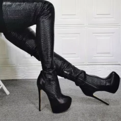 Women's Animal Print Platform Thigh High Heel Boots -UK Winter Shoes Sales 2023 202107281905554572443