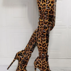 Women's Animal Print Platform Thigh High Heel Boots -UK Winter Shoes Sales 2023 202107281905558109445