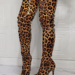 Women's Animal Print Platform Thigh High Heel Boots -UK Winter Shoes Sales 2023 20210728190556156313