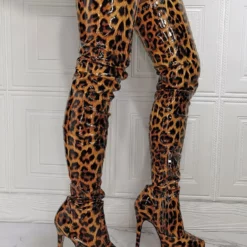 Women's Animal Print Platform Thigh High Heel Boots -UK Winter Shoes Sales 2023 202107281905564973737