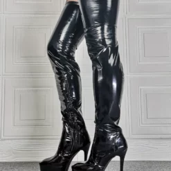 Women's Platform Thigh High Heel Boots In Red -UK Winter Shoes Sales 2023 202107281906021251409