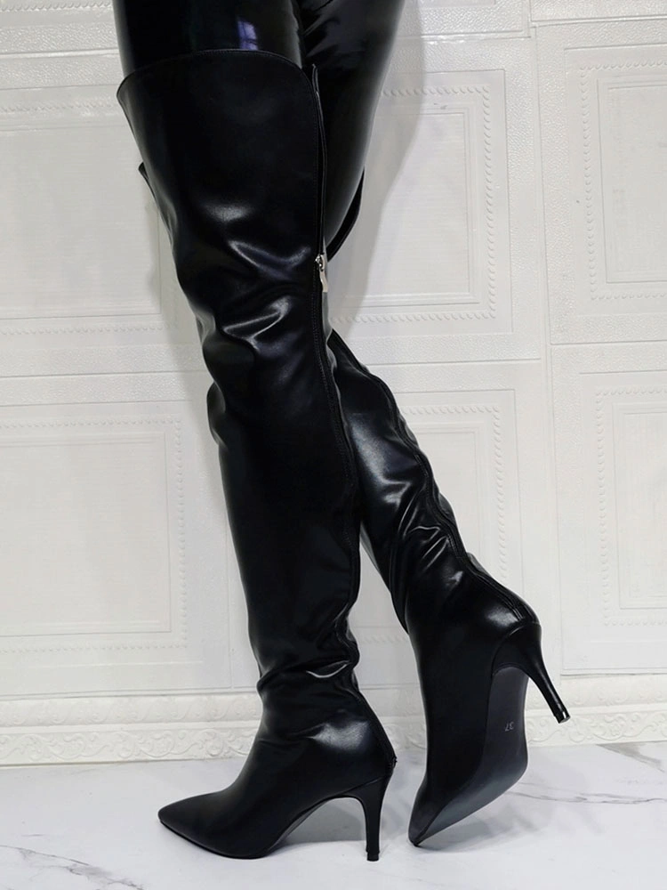 Women's Wide Thigh High Heel Boots 3 Women's Wide Thigh High Heel Boots - Image 2